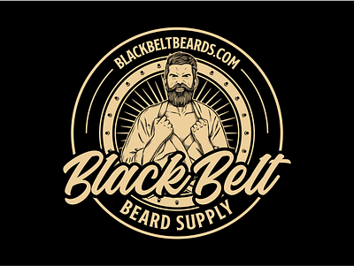 Black Belt Beard Supply Logo beard beard man design graphic design hand draw hand drawing illustration ilustractor jiujitsu logo tshirt vector vintage vintage logo
