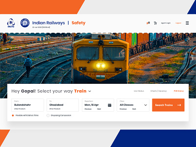 IRCTC Home Page design flat minimal ui ux web website