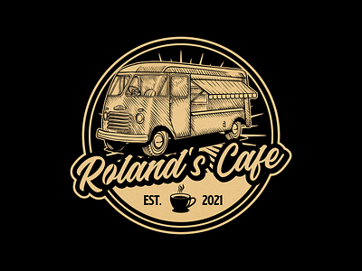 Rolans Cafe Logo caffee caffee car car car logo coffee coffee shop design graphic design illustration ilustractor logo retro logo tshirt vector vintage vintage logo