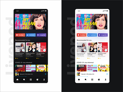 Podcast App dark ui light ui minimal mobile apps user experience user interface design