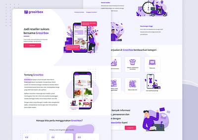 Grosirbox illustrations landing page landing page concept landing page design landing page ui learning minimal ui design uiux ux uxdesign website website design