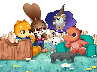 孩子们想去寻找老鼠爷爷👴 branding character design child childrens book childrens illustration design illustration mouse plants tigers typography web