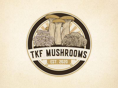 TKF Mushrooms Vintage Logo design drawing graphic design hand drawing illustration ilustractor logo mashroom mashrooms logo tshirt vector vintage vintage logo
