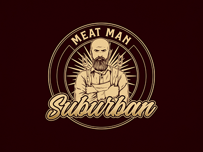 Suburban Meat Man Logo beard beard man design emblem logo graphic design hand drawing illustration ilustractor logo tshirt vector vintage vintage logo