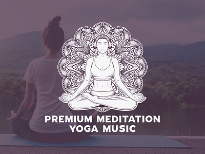 Premium Meditation Yoga Music Logo design graphic design illustration ilustractor logo mandala mandala design tshirt vector vintage vintage logo yoga yoga logo