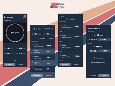 Basic Invest banking dashboard design finance product timeline ui ux