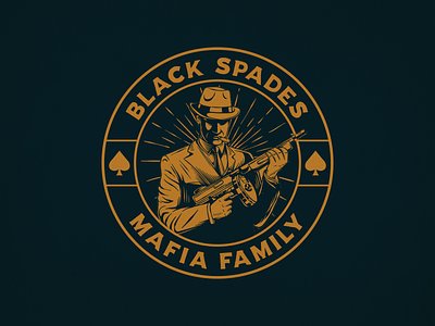 Black Spades Mafia Family Logo design emblem logo graphic design illustration ilustractor logo mafia mafia logo retro logo tshirt vector vintage vintage logo