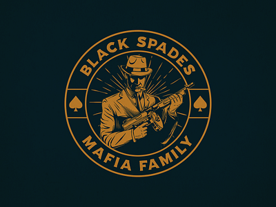 Black Spades Mafia Family Logo design emblem logo graphic design illustration ilustractor logo mafia mafia logo retro logo tshirt vector vintage vintage logo