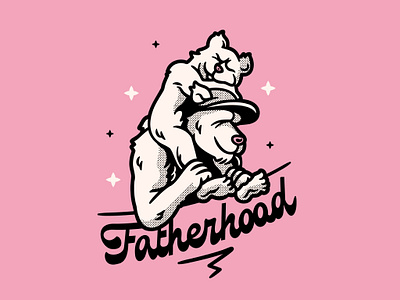 Fatherhood bear design doodle drawing fathers day illustration lettering logo typography vector