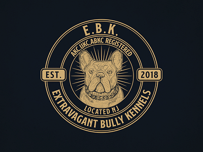 Extravagant Bully Kennels bull logo design dog kennel dog logo hand drawing illustration ilustractor kennel logo tshirt vector vintage vintage logo