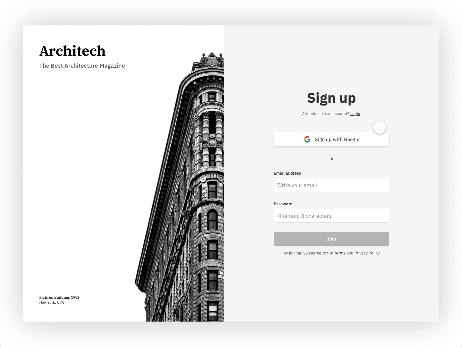 Example of Subscription to Architech Magazine
