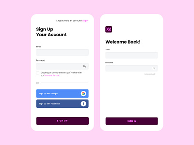 Sign Up Form adobe xd signup