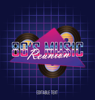 80'S Music Reunion Text Effects. Editable Text Effect. background beautiful collection creative drawn editable illustration text