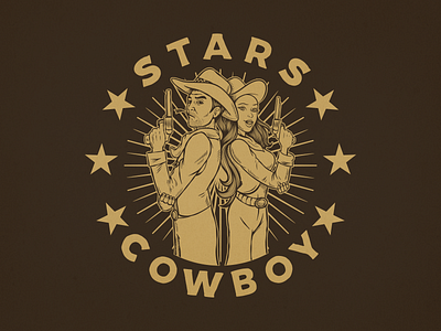 Stars Cowboy Vintage Logo design illustration ilustractor logo tshirt vector vintage