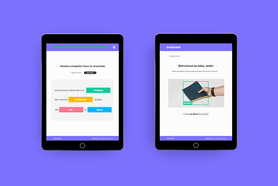 Croissant smart language learning app children colorful design design digital fun kids language learning ux vector visual design web website