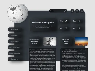 Wikipedia (Redesign) - UI/UX Website dark designer modern soft ui ui ui design user interface ux web website