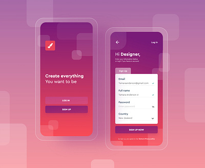 Sign Up Exploration android app app big sur clean cloud design designer flat form gradient gradient design login form minimal onboarding purple sign up simple ui ux