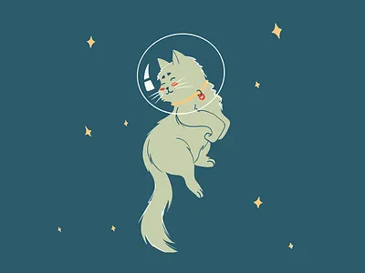 Space Cat art astronaut cat character design doodle draw drawing float illustration kitten meow procreate sketch sky space stars