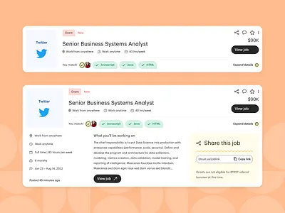 Job Cards 💼 braintrust design freelance full time jobs gigs job card job search jobs product product design ui ux web3