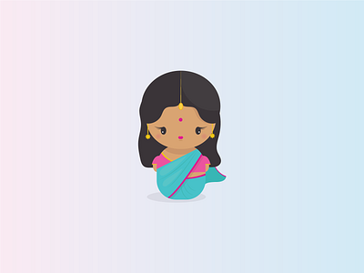 Saree bindi character design chibi illustration kawaii saree sari vector illustration