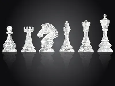 White Geometric Chess Set black chess chess design chess piece chessboard geometric chess geometric logo polygonal chess polygonal logo white chess