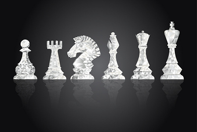 White Geometric Chess Set black chess chess design chess piece chessboard geometric chess geometric logo polygonal chess polygonal logo white chess