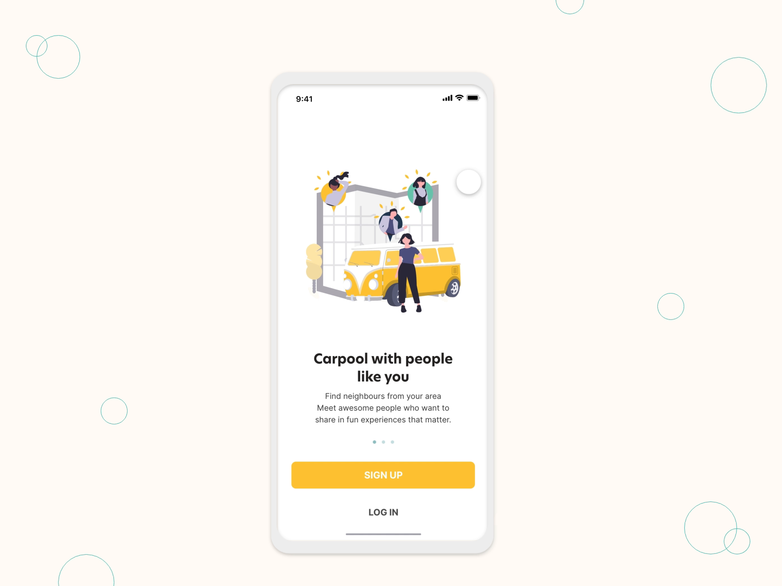 Example of Signup UI for ride-sharing app