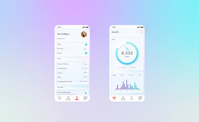 Health app/ UI design app app design app ui application application design application ui clean colors counting design health app pedometer steps ui ui ux uidesign white