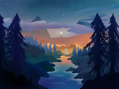 River Full of Memories digital art digital artist digital artwork digital illustration digital painting fantasy illustration illustration art landscape painting procreate procreate art scenery