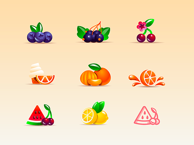 Fruit mix blueberry branding cherry cream design icon icons illustration logo mark orange package simple symbol watermelon