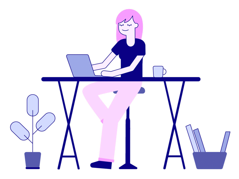 Designer at Work animation design designer digital art digital illustration freelancer gif gif animated girl graphic design illustration illustrator minimal motion design studio vector vector illustration