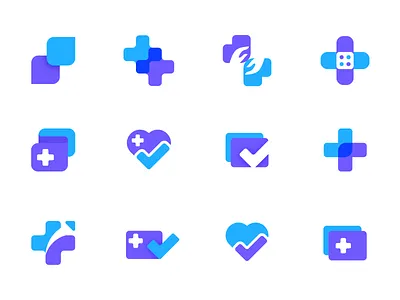 Health Startup Logo / Icon Explorations app brand design brand identity branding duotone flat flat illustration health health app icon logo logo design medical startup vector web