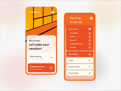 Travel App abstract list packing todo travel ui vacations