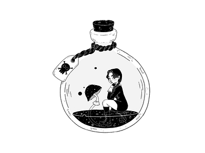 Wednesday☠️ art artist black blackandwhite bottle character character design digital digitalart draw drawing illustration ink pen poison procreate procreateapp tablet wednesday wednesday addams