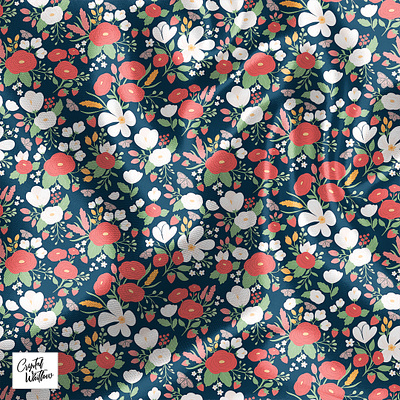 Strawberry Fields children clothing cute fabric illustration pattern pattern design strawberry surface pattern surface pattern design textile vector flowers women