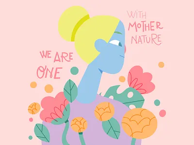 MOTHER NATURE color palette design editorial feminine flat flat illustration flatdesign flowers girl illustration illustration design