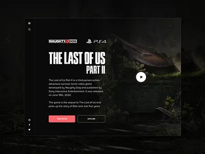 The Last of Us 2 - Hero UI design gaming hero landing page naughty dog ps4 sketch the last of us tlof ui user inteface ux video games videogames