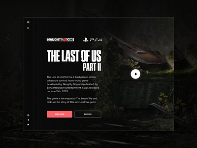 The Last of Us 2 - Hero UI design gaming hero landing page naughty dog ps4 sketch the last of us tlof ui user inteface ux video games videogames