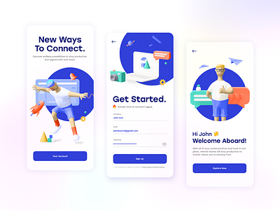 Connect - Sign Up Form 3d art 3d icon 3d illustration app blur blurred background connect design layout design minimal mobile sign up signupform simple simple illustration ui ux