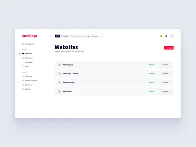 Savikings Panel - Manage Websites hosting panel savikings web website