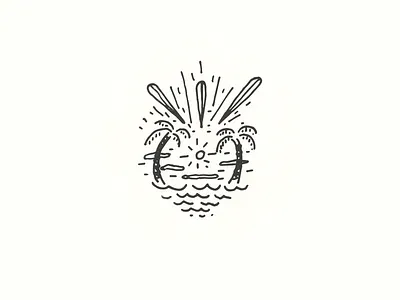 Paradise Palms Letterpress Print clouds illustration landscape letterpress palms print printmaking sun sunny