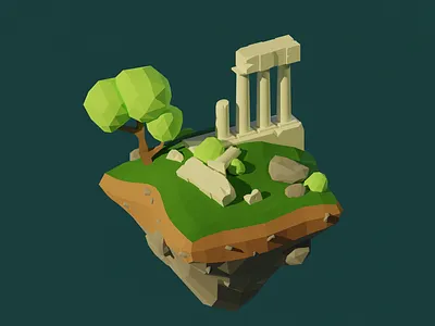 Low Poly Greek Island 3d art blender3d lowpoly lowpolyart