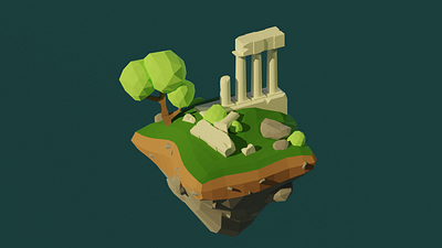 Low Poly Greek Island 3d art blender3d lowpoly lowpolyart