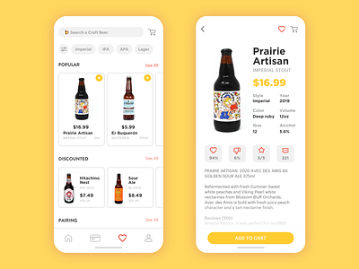 Craft Beer Ui blonde craftbeer crafts flat iphone minimal mobile responsive simple ui ux yellow