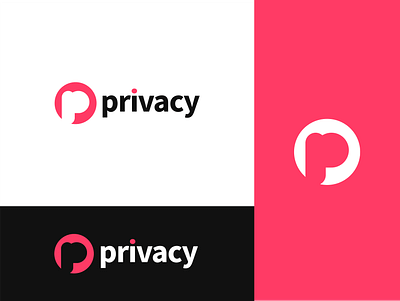 Privacy Concept Logo branding clean colorful design dribbble best shot flat geometric hot minimal p logo pink rebrand red simple typography vector vibrant