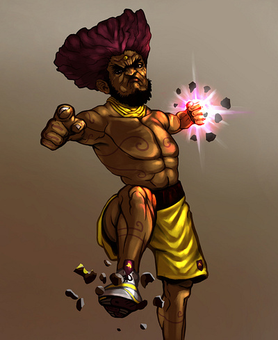 Edd the puncher afro boxer character characterdesign concept art fighter illustration krita warrior