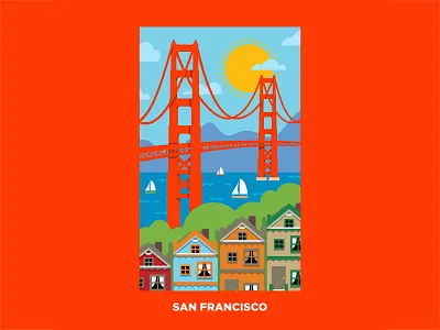 San Francisco art california design golden gate bridge illustration ocean san francisco travel vector