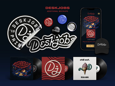 Deskjobs Brand Identity album cover branding design identity illustration lettering logo music musician rock skull typography vector art website