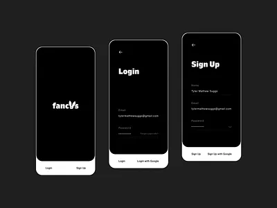 Fancy's Login & Registration Flow clean createwithadobexd design figma flat login flow login screen minimal mobile registration sign up flow tyler mathew suggs ui user flow user interface