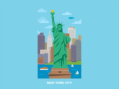 New York City art city design illustration new york new york city statue of liberty vector
